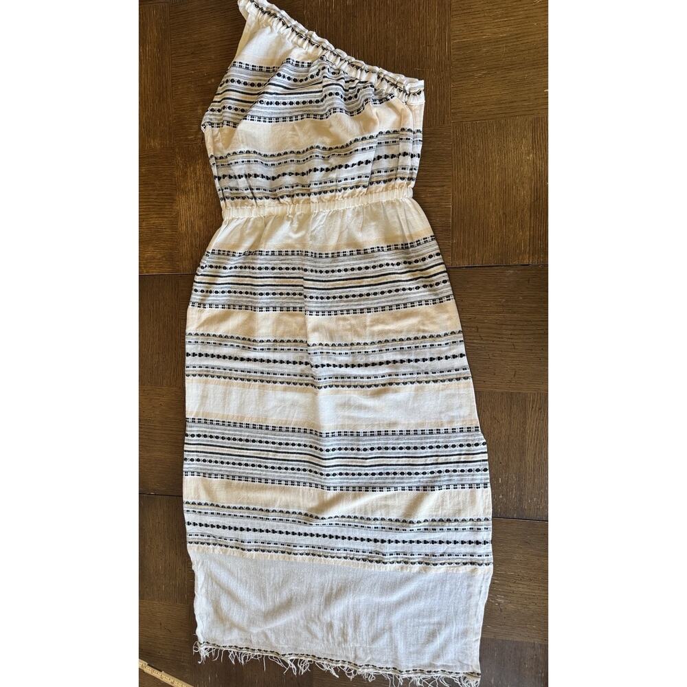 Lemlem Women’s Size L Habiba One Shoulder Cover Up Dress Multicolor Gauzy Fringe